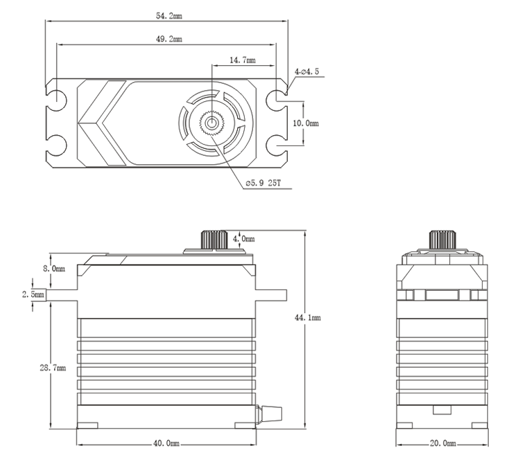 SRT BHX9 HV Brushless Servo 75kg 0.10s 8.4V – i-BUS2 25T