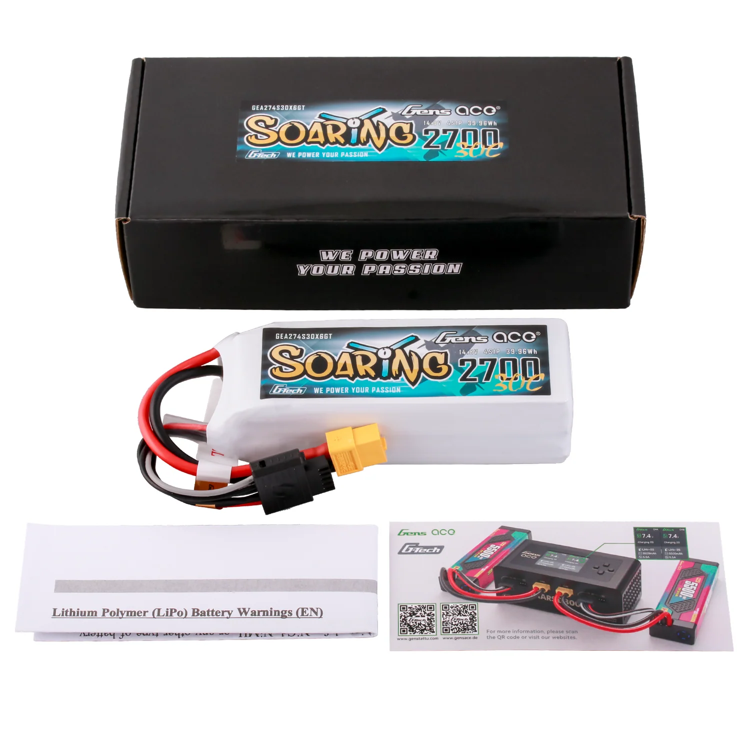Gens ace G-Tech Soaring 2700mAh 14.8V 30C 4S LiPo Battery με XT60 Plug