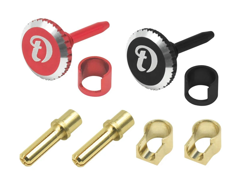 ProtonRC Lockdown Heatsink Bullet Plug Grips with 4mm Bullets (Black/Red)