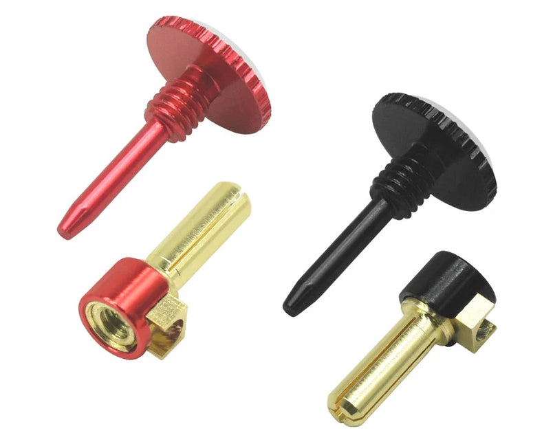 ProtonRC Lockdown Heatsink Bullet Plug Grips with 4mm Bullets (Black/Red)