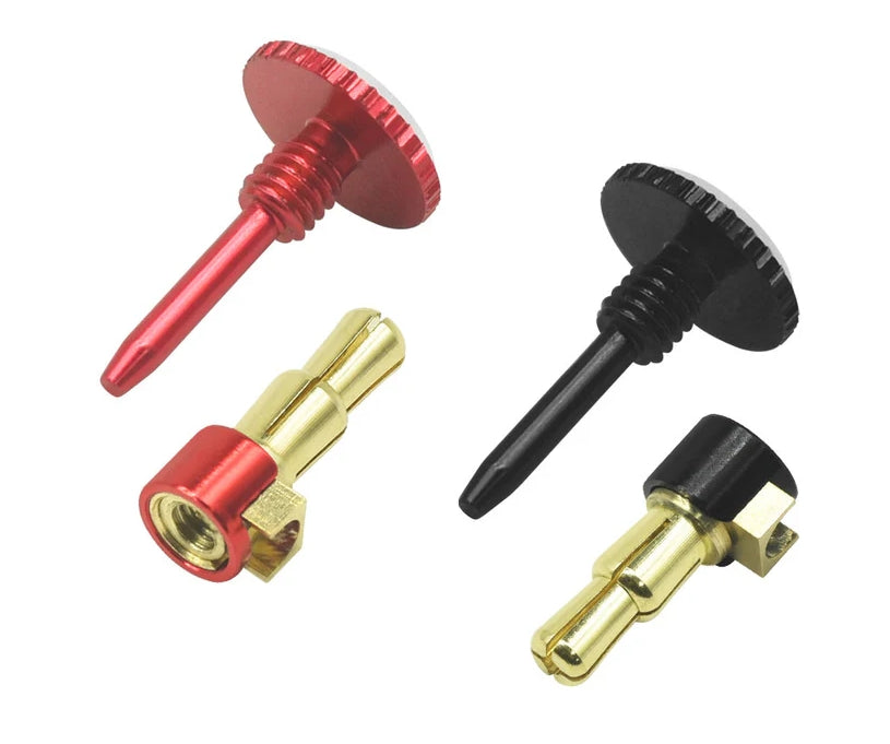 ProtonRC Lockdown Heatsink Bullet Plug Grips with 4to5mm Bullets (Black/Red)