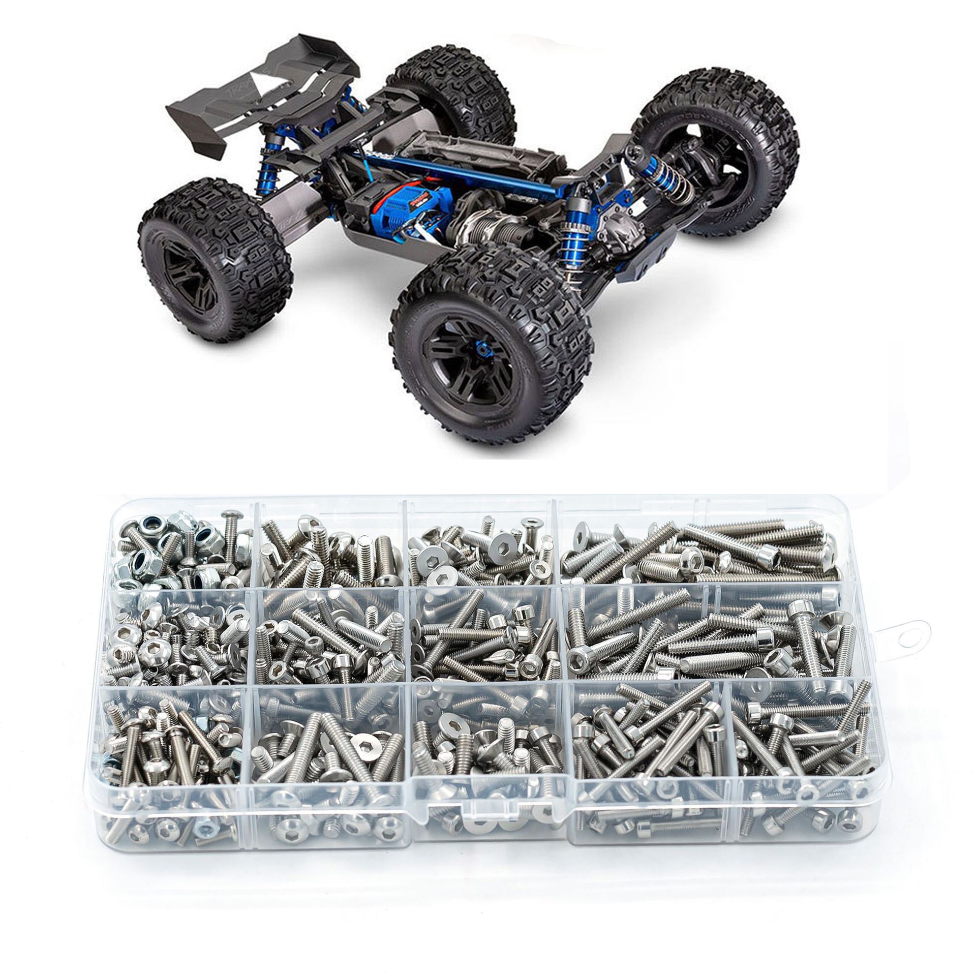ProtonRC  – Stainless Steel Screw Kit For The Traxxas Sledge 4×4 1/8th (#95076-4)