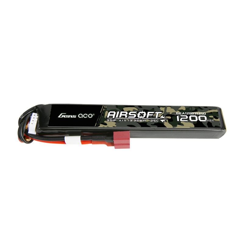 Gens ace 1200mAh 11.1V 25C 3S LiPo Μπαταρία Airsoft με T-Plug