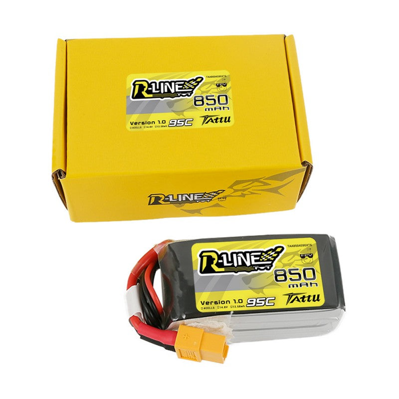 Tattu R-Line 850mAh 14.8V 95C 4S LiPo Battery XT60