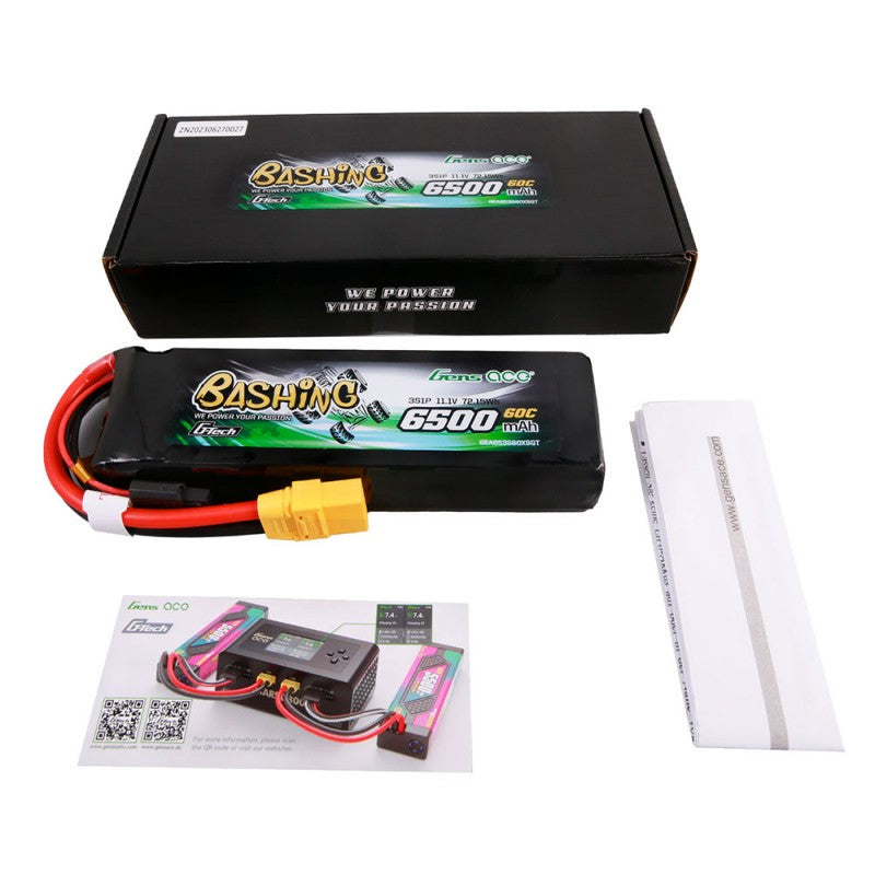 Gens Ace G-Tech 6500mAh 11.1V 60C 3S LiPo Battery XT90 – Bashing Series