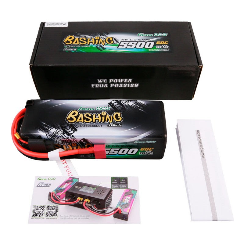 Gens ace G-Tech 5500mAh 11.1V 60C 3S HardCase LiPo Battery με T-Plug (15#)