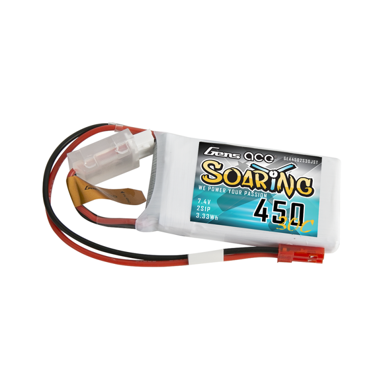 Gens ace Soaring 450mAh 7.4V 30C 2S LiPo Battery με JST-SYP Plug