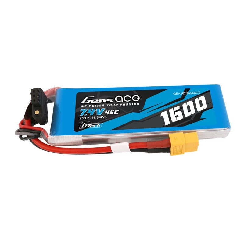 Gens ace G-Tech 1600mAh 7.4V 45C 2S LiPo Battery XT60 | Racerc