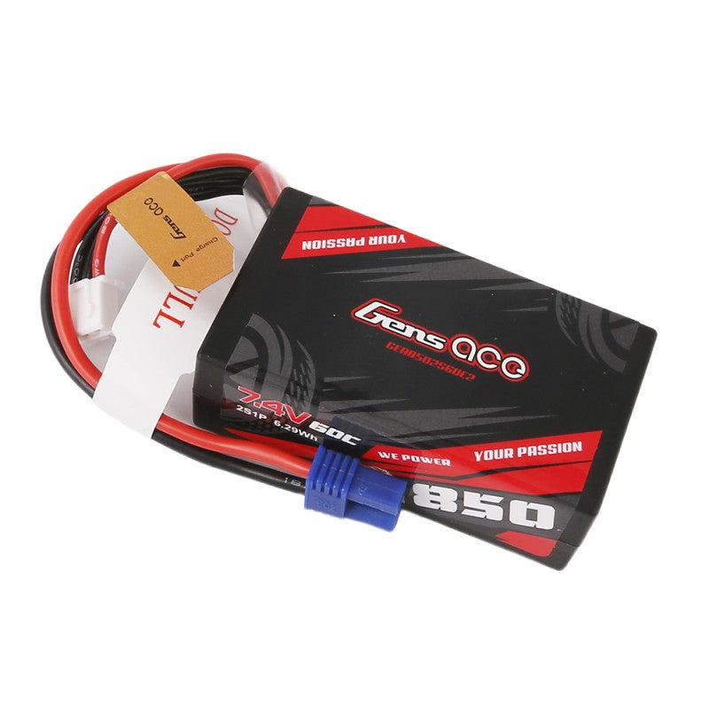 Gens ace 850mAh 7.4V 60C 2S LiPo Battery με EC2 Plug (Bashing Series)