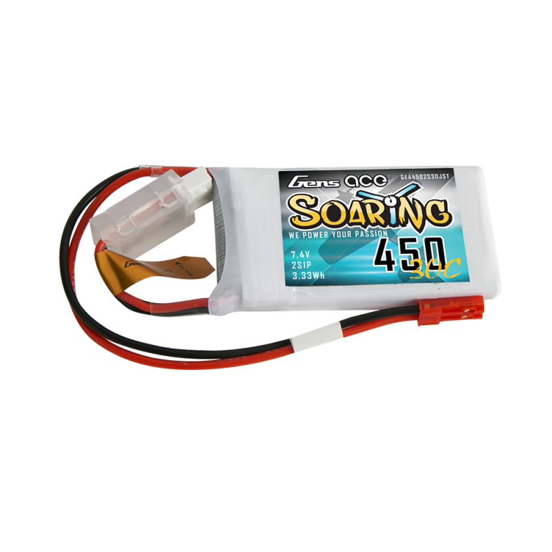 Gens ace Soaring 450mAh 7.4V 30C 2S LiPo Battery με JST-SYP Plug