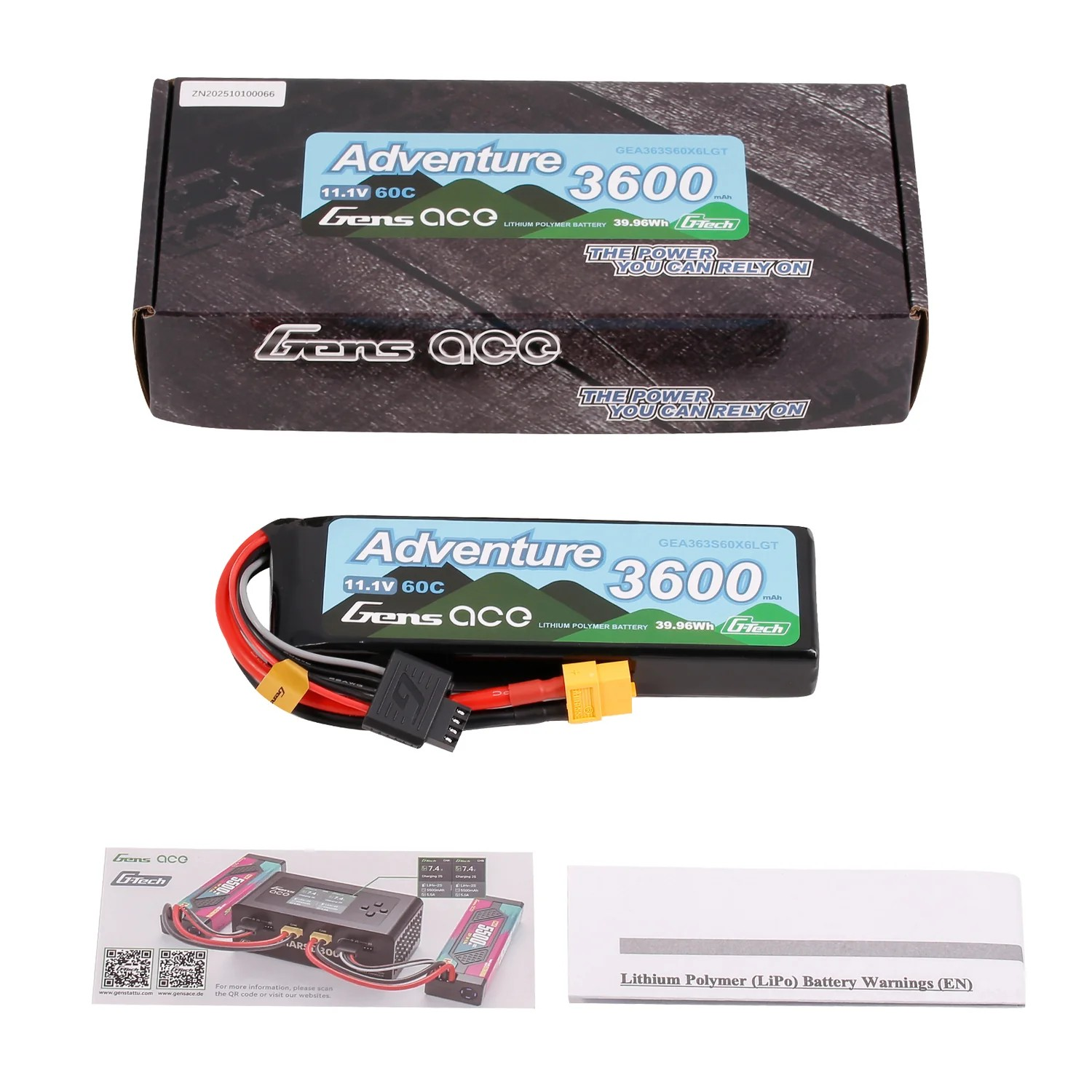 Gens ace G-Tech Adventure 3600mAh 3S 11.1 60C HV LiPo Battery με XT60