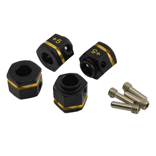 ProtonRC Brass Wheel Hex Adaptor +5 Extensions 12x10mm - Black