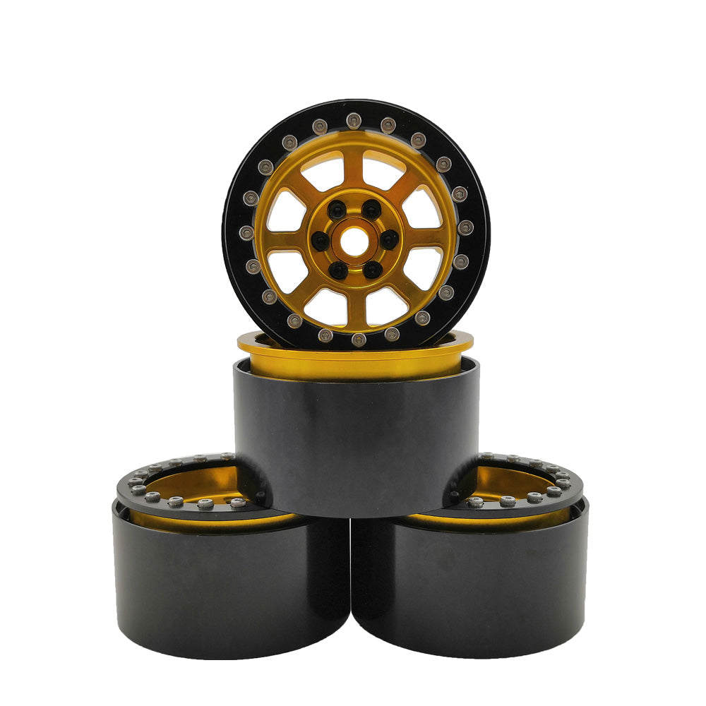ProtonRC 2.2'' Aluminum Beadlock Crawler Wheels Rims - Gold / Black 4pcs/set