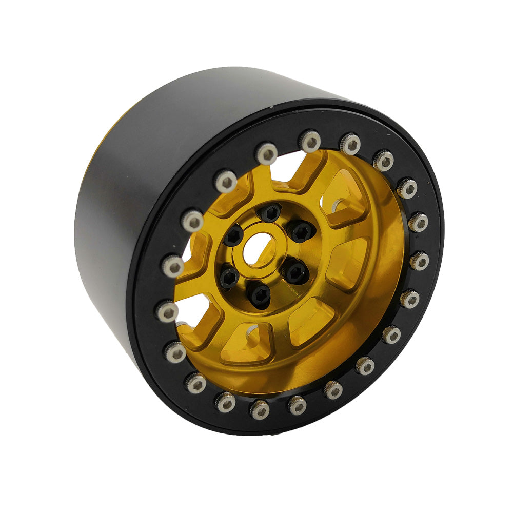ProtonRC 2.2'' Aluminum Beadlock Crawler Wheels Rims - Gold / Black 4pcs/set