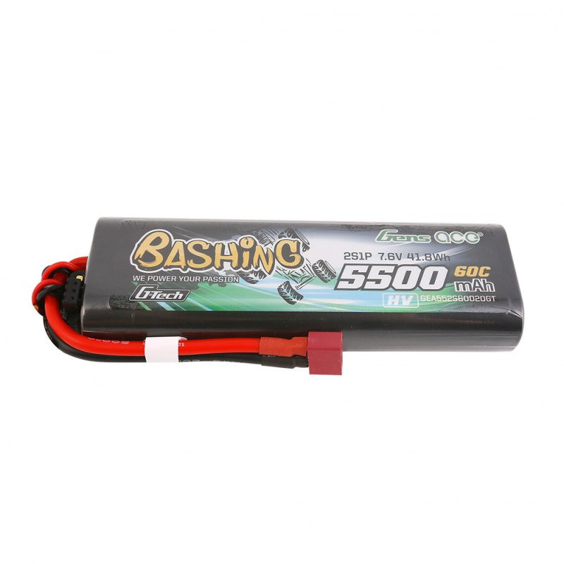 Gens ace G-Tech 5500mAh 7.6V 60C 2S HV HardCase LiPo Battery με T-Plug (Bashing Series 20#)
