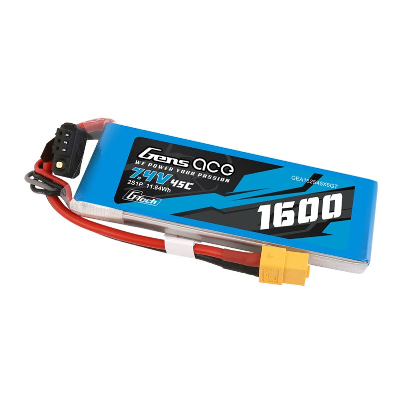 Gens ace G-Tech 1600mAh 7.4V 45C 2S LiPo Battery XT60 | Racerc