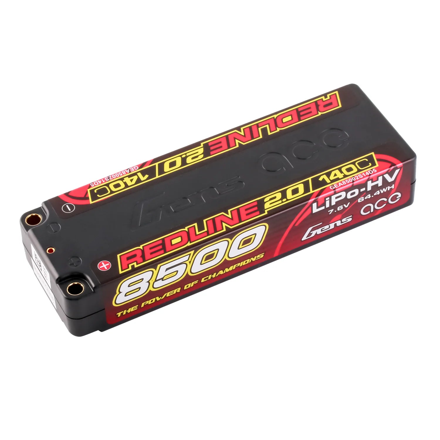 Gens Ace Redline 2.0 8500mAh 7.6V 140C 2S HV Hardcase LiPo Battery 5mm Bullet
