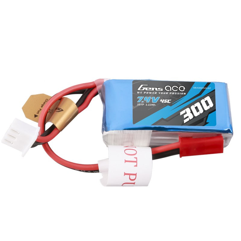 Gens Ace 300mAh 7.4V 45C 2S LiPo Battery JST-SYP Plug