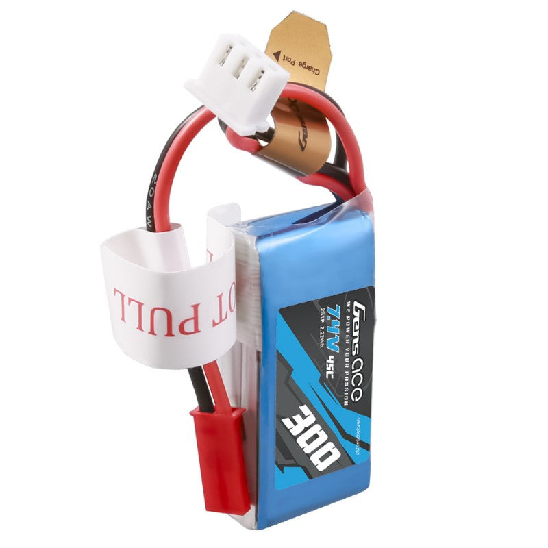 Gens Ace 300mAh 7.4V 45C 2S LiPo Battery JST-SYP Plug