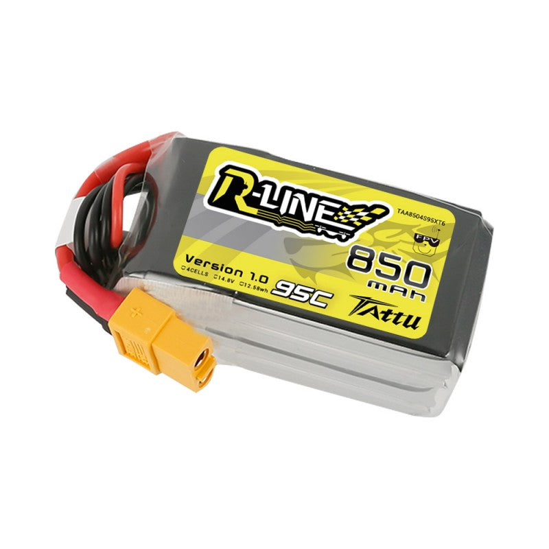 Tattu R-Line 850mAh 14.8V 95C 4S LiPo Battery XT60