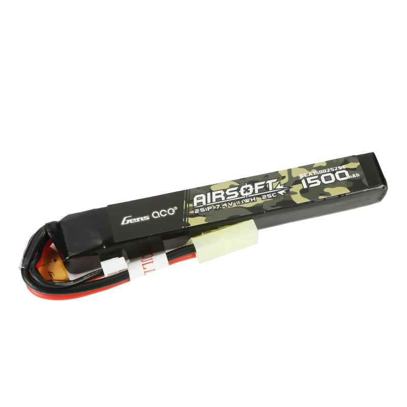 Gens Ace 2S LiPo 1500mAh 25C Airsoft Battery 7.4V w/Mini Tamiya Plug