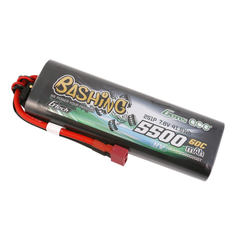 Gens ace G-Tech 5500mAh 7.6V 60C 2S HV HardCase LiPo Battery με T-Plug (Bashing Series 20#)