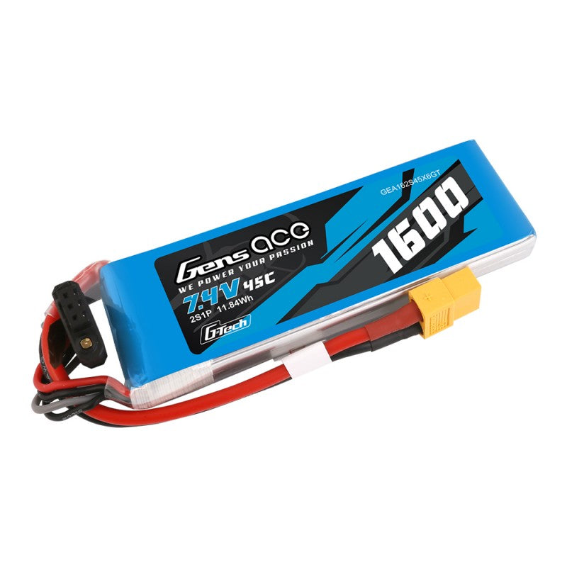 Gens ace G-Tech 1600mAh 7.4V 45C 2S LiPo Battery XT60 | Racerc