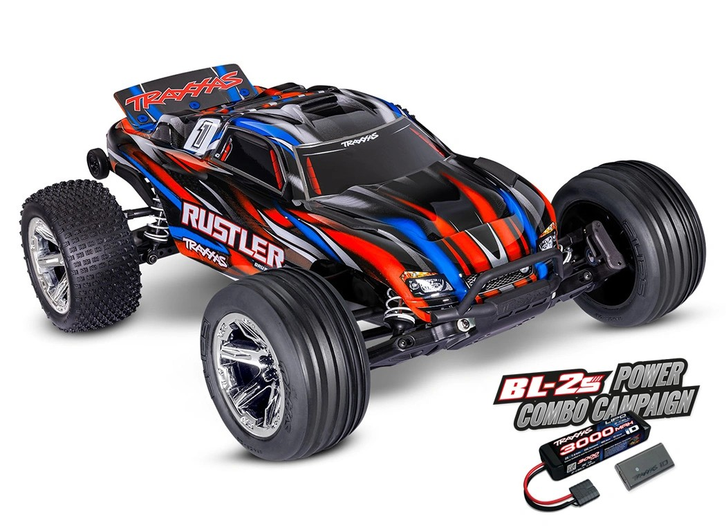 Traxxas Rustler BL-2s Brushless 1/10 Stadium Truck RTR – Blue με ΔΩΡΟ LiPo 3000mAh & USB Φορτιστή