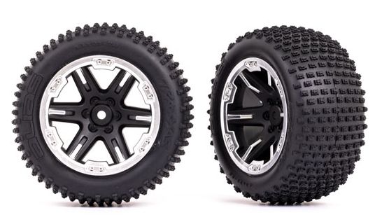 Traxxas Tires & Wheels Alias / RXT Black w. Chrome Ring 2,8 Rear (TSM-Rated) (2)