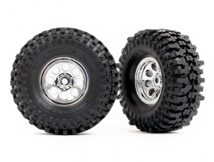 Traxxas Mickey Thompson Baja Pro XS 2.4x1.0 Tires & Wheels Set (2) Chrome TRX9873 για TRX-4M