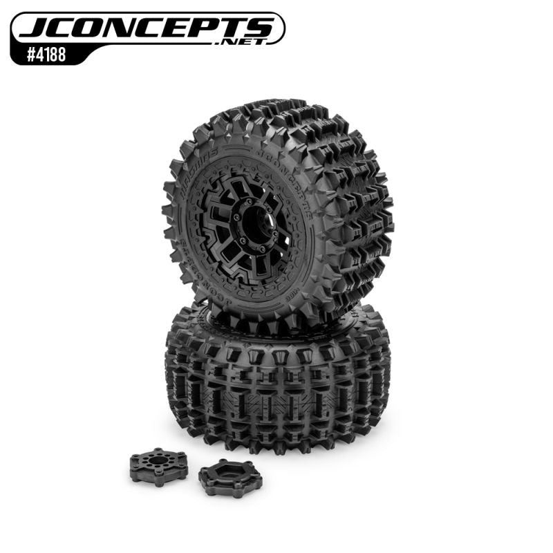 JConcepts Magma 6.0 Pre-Mounted Tires Medium με Μαύρες Ζάντες για Traxxas Maxx & Arrma Kraton/Kagama 4S