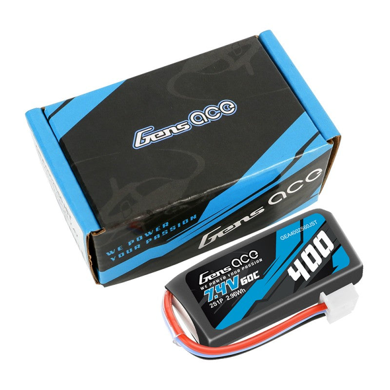 Gens Ace 400mAh 7.4V 60C 2S LiPo Battery JST Plug