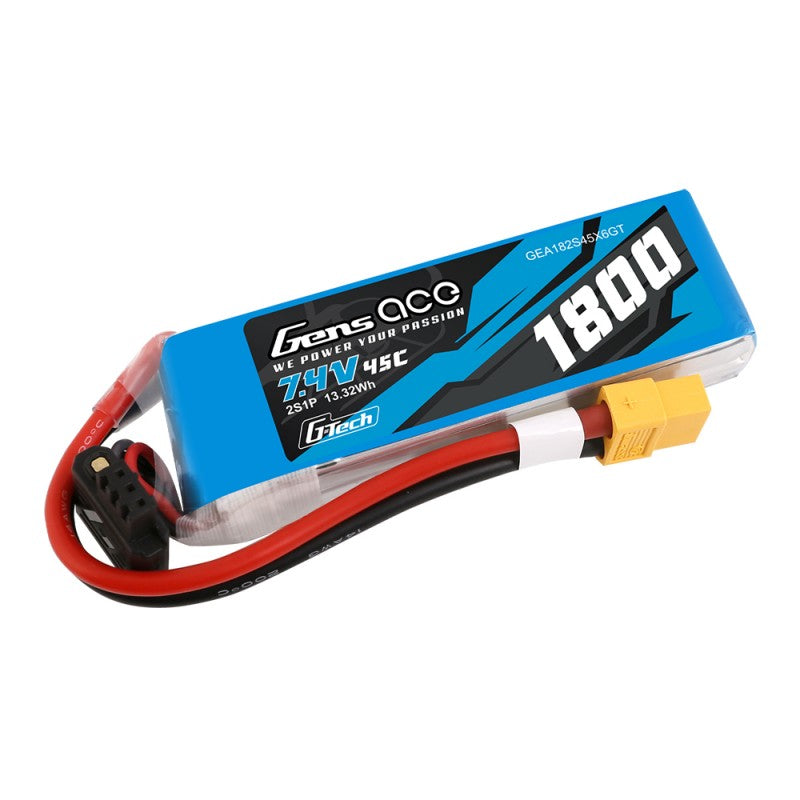 Gens ace G-Tech 1800mAh 7.4V 45C 2S LiPo Battery με XT60 Plug