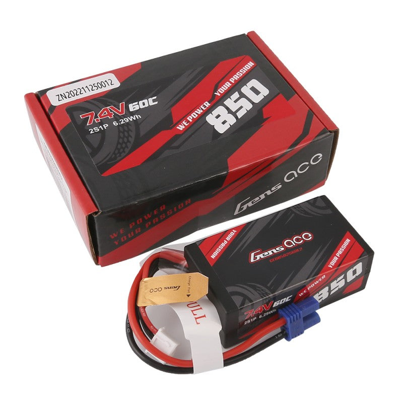 Gens ace 850mAh 7.4V 60C 2S LiPo Battery με EC2 Plug (Bashing Series)