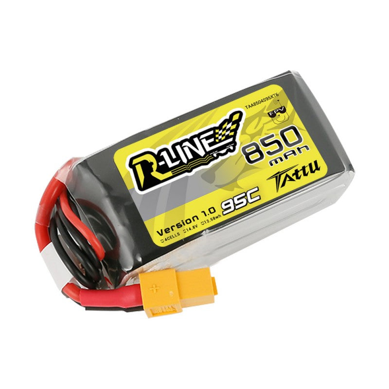 Tattu R-Line 850mAh 14.8V 95C 4S LiPo Battery XT60