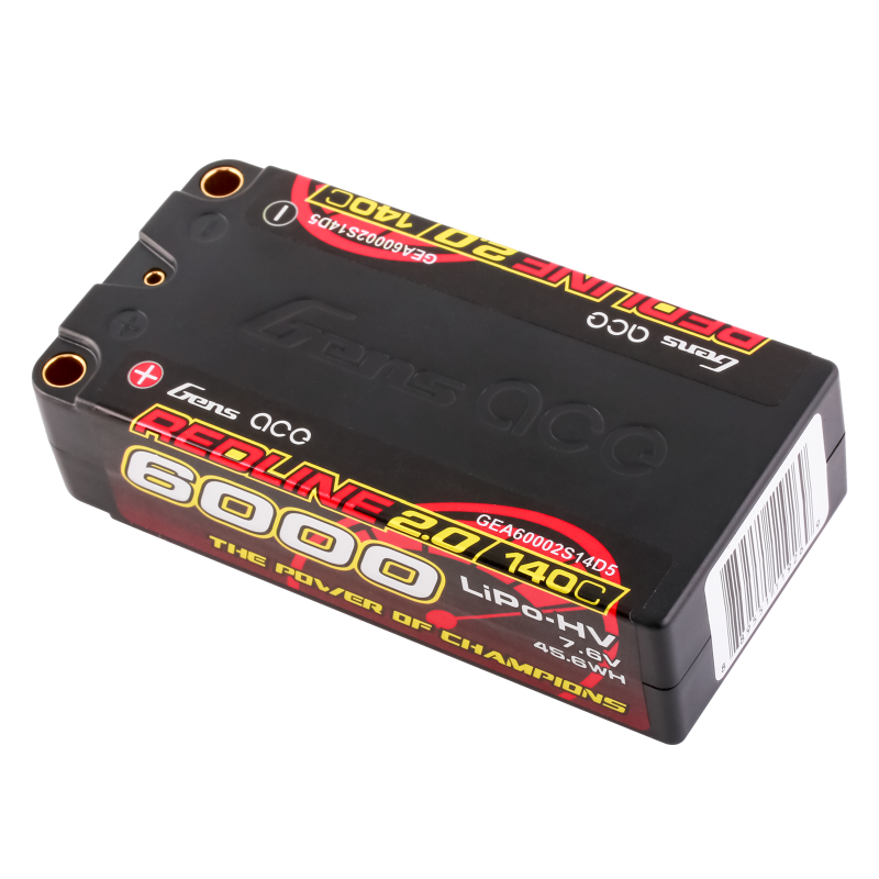 Gens ace Redline 2.0 6000mAh 7.6V 140C 2S HV HardCase LiPo Battery (63#) με 5.0mm Bullet