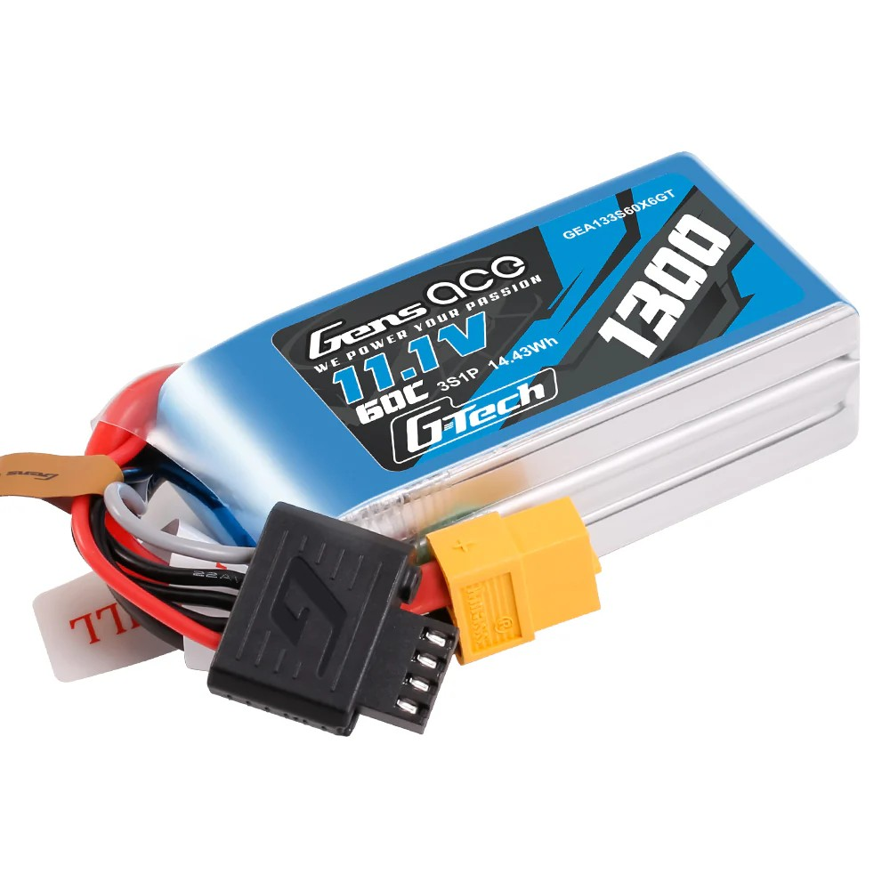 Gens Ace G-Tech LiPo 1300mAh 11.1V 60C 3S Battery Pack (XT60) | Racerc