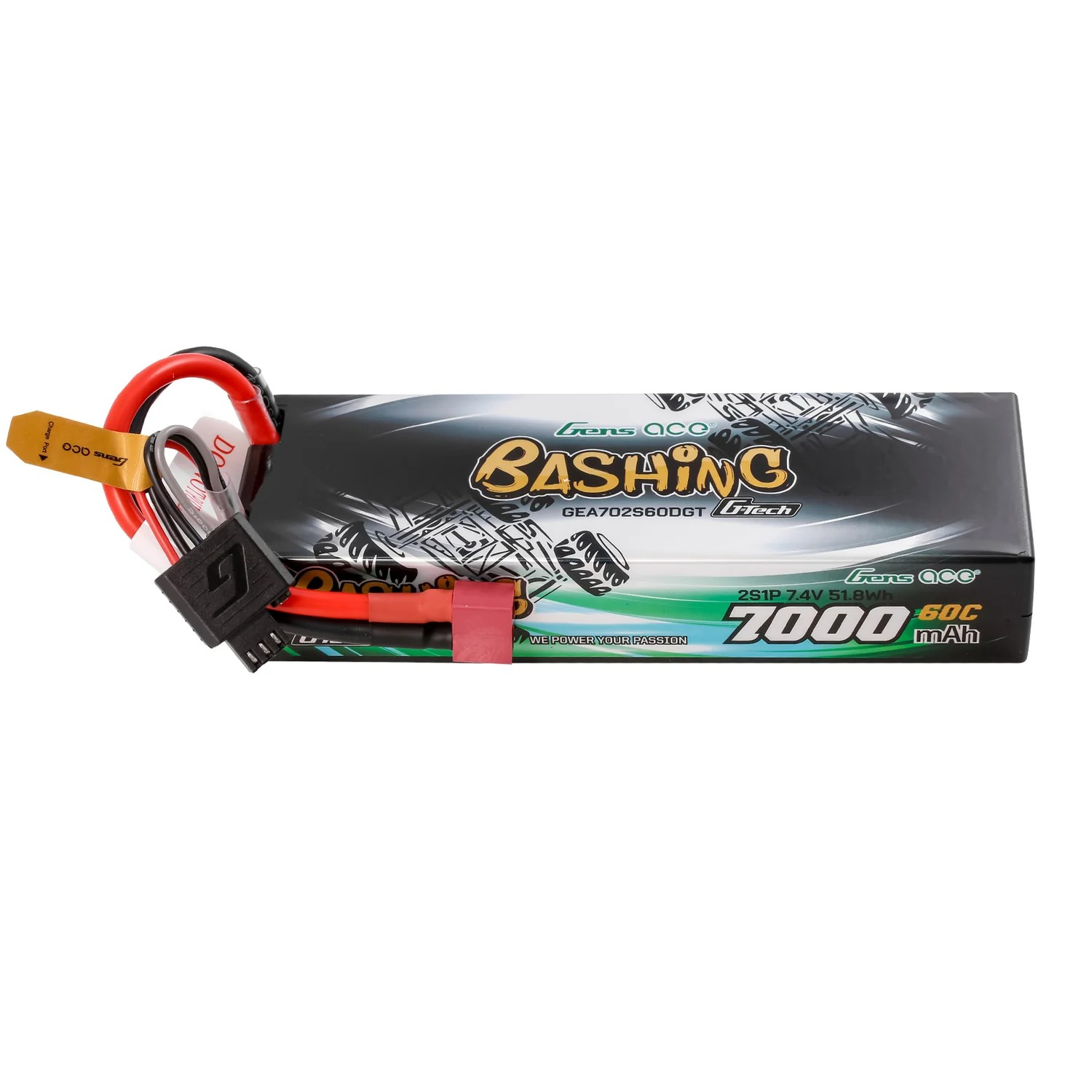 Gens Ace G-Tech 7000mAh 7.4V 60C 2S HardCase LiPo Battery με T-Plug (Bashing Series)