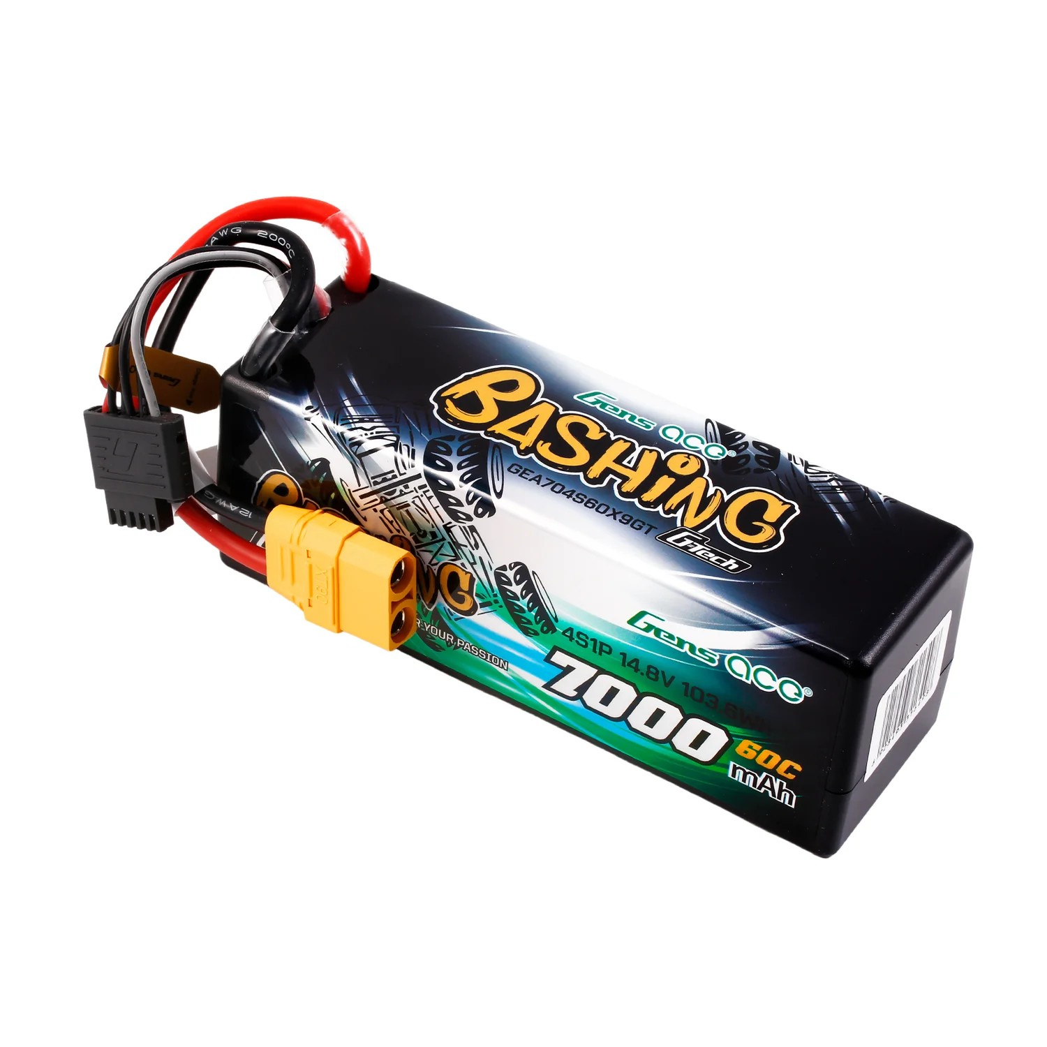 Gens ace G-Tech 7000mAh 14.8V 4S 60C LiPo Hardcase (XT90) – Bashing Series | Racerc