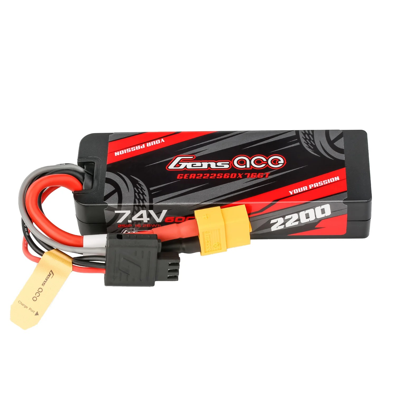 Gens ace G-Tech 2200mAh 7.4V 60C 2S HardCase GRP-76 LiPo Battery με XT60 Plug