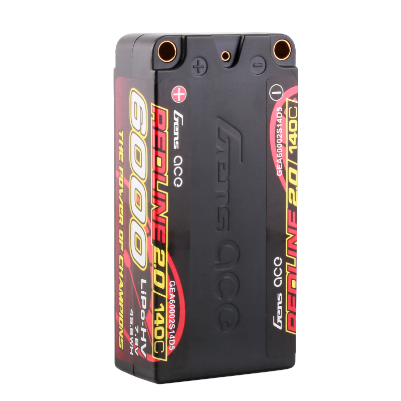 Gens ace Redline 2.0 6000mAh 7.6V 140C 2S HV HardCase LiPo Battery (63#) με 5.0mm Bullet