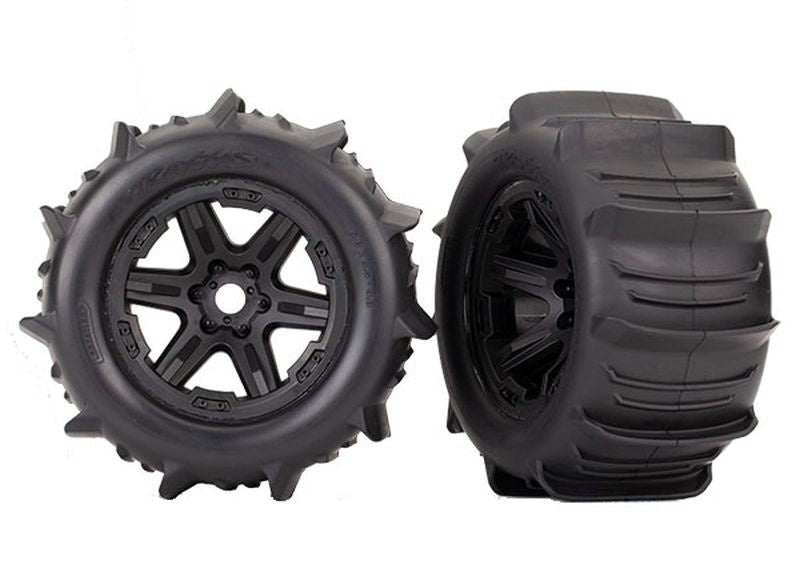 Traxxas Paddle Tires 3.8" Pre-Mounted w/Monster Truck Wheels (Black) (Standard)