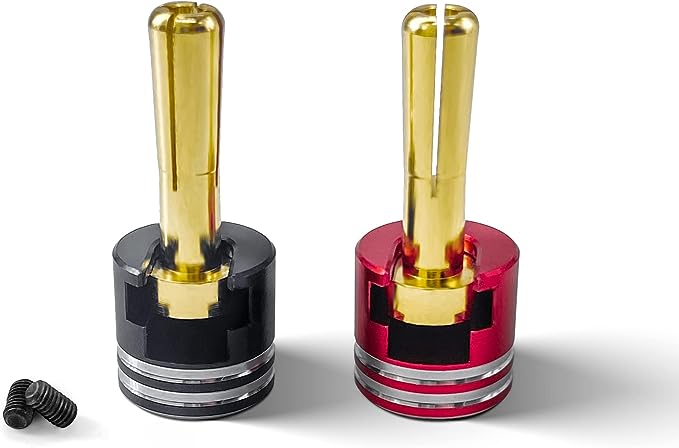 ProtonRC Heatsink Bullet Plug Grips (5mm Bullets) (Black / Red) w/ Holes