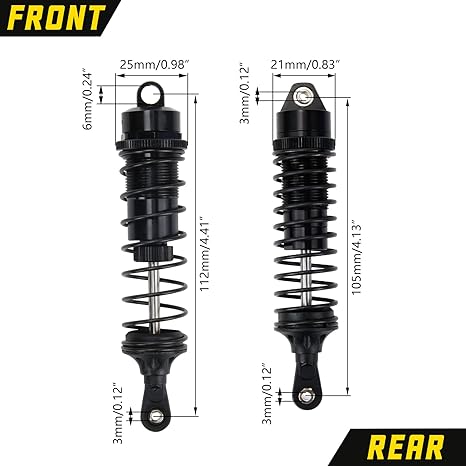 PROTONRC 4PCS Full Aluminum Front Rear Shocks Upgrade Parts for 1/10 (Black)
