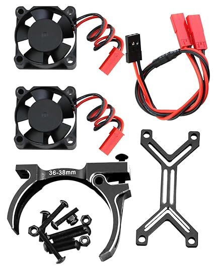 ProtonRC 3660 540 550 Motor Cooling Fan with 36-38mm Adjustable Mount Aluminum High Speed Cooling Dual Fans 20000 RPM Heatsink ,Black