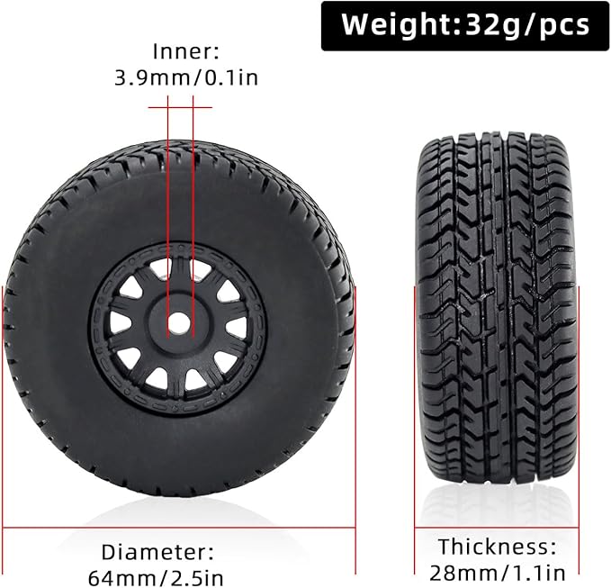 ProtonRC Plastic Wheels Rubber Tires Rim 12mm Hex Pre Glued for Arrma 1/16 Mojave Grom