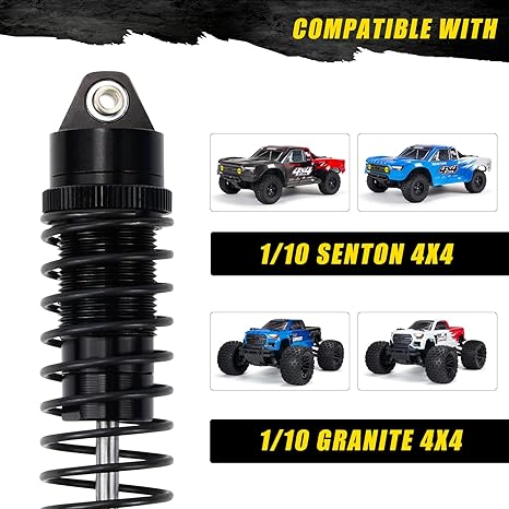 PROTONRC 4PCS Full Aluminum Front Rear Shocks Upgrade Parts for 1/10 (Black)