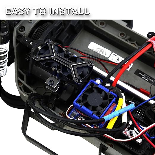 ProtonRC 3660 540 550 Motor Cooling Fan with 36-38mm Adjustable Mount Aluminum High Speed Cooling Dual Fans 20000 RPM Heatsink ,Black