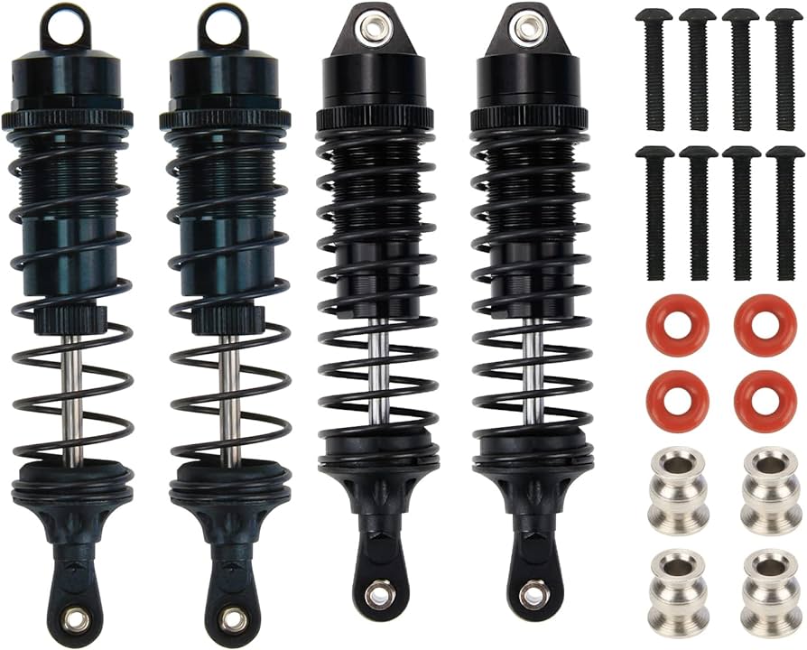 PROTONRC 4PCS Full Aluminum Front Rear Shocks Upgrade Parts for 1/10 (Black)