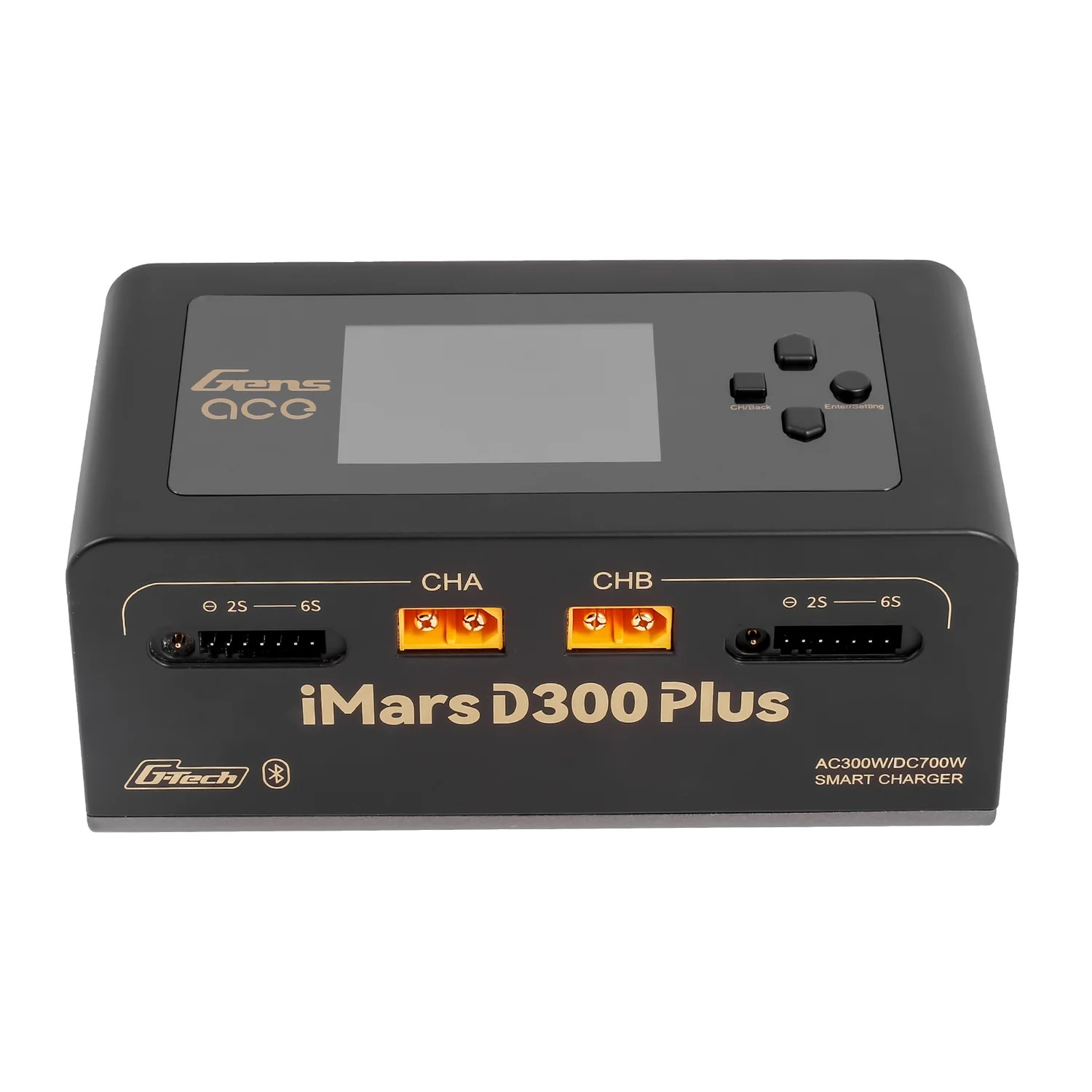 Gens ace iMars D300 Plus Smart Charger Dual Channel 300W | G-Tech | Bluetooth App Control | EB Black